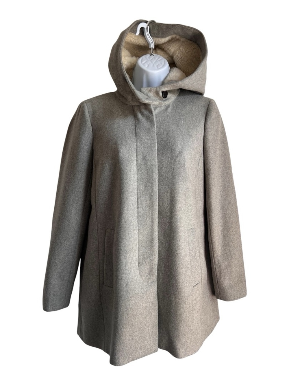 J.Crew Italian Wool Melton Swing Coat with Sherpa Hood – Size 4